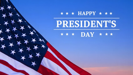 Celebrate president's day with the proud american flag against a vibrant blue sky