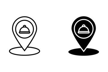 Restauraunt Icon location map pointer black symbol isolated on white background