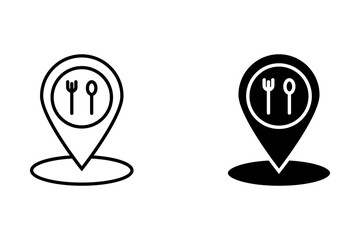 Restauraunt Icon location map pointer black symbol isolated on white background