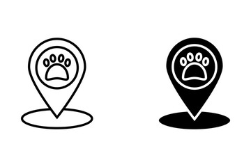 Pet locator icon. Map pointer icon. Vector illustration.