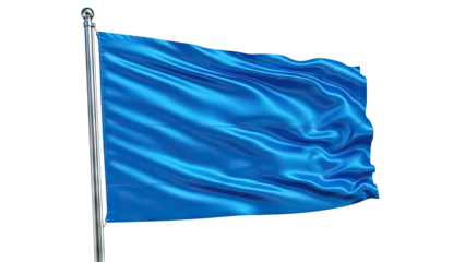 Waving Blue Flag on Pole
