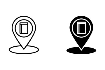 map pointer with a book, library location icon vector