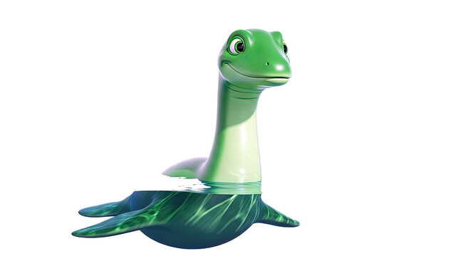Animated Green Loch Ness Monster in Water