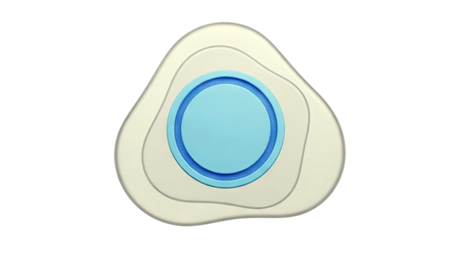 Abstract blob shape with blue circular detail - Powered by Adobe