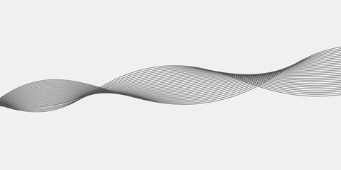 Fototapeta premium Abstract black wavy on grey background. Flow dynamic stripes line modern