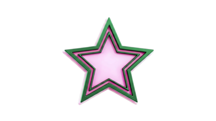 Pink and black layered star symbol on white background