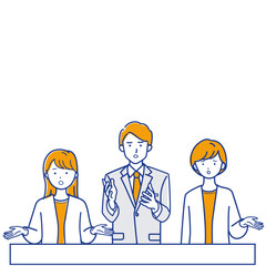 Business meeting discussion illustration, adjusting opinions(color variation)