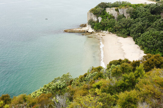 View of Lonely Bay from Shakespeare Cliff lookout in Whitianga, New Zealand