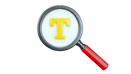 Magnifying glass with letter T