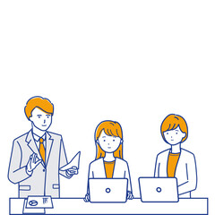 Fototapeta premium Business meeting discussion illustration, reviewing documents(color variation)