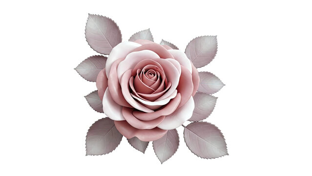 Dusty Rose Rose and Leaves