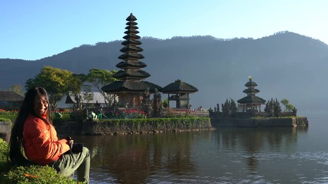 Ulun Danu Beratan Temple Bali - Bali's Iconic Lake Temple, is both a famous picturesque landmark and a significant temple complex on the western side of Beratan Lake in Bedugul. Bali, Indonesia