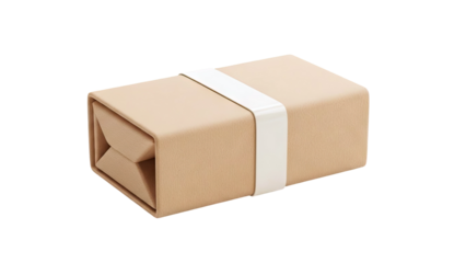 Minimalist Tan Leather Gift Box with Cream Band