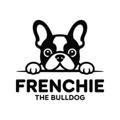 Cute French Bulldog Dog Face Logo Design &ndash; Minimal Black and White Frenchie Pet Illustration