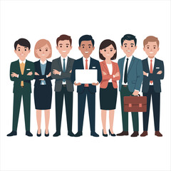 Obraz premium Professional Business Team Standing Together Flat Vector Illustration