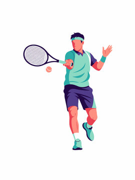 Tennis player in action hitting one handed backhand