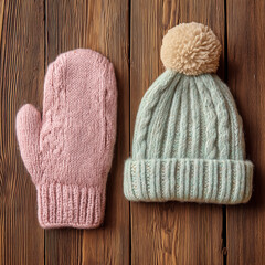 knitted glove and beanie