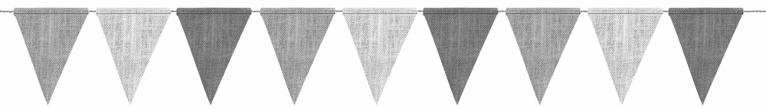 Fanions en toile de jute sur fond blanc 