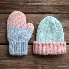 knitted glove and beanie