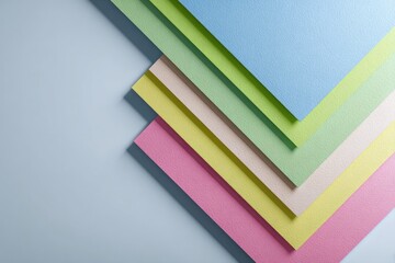 Stacked pastel paper creates geometric, layered composition