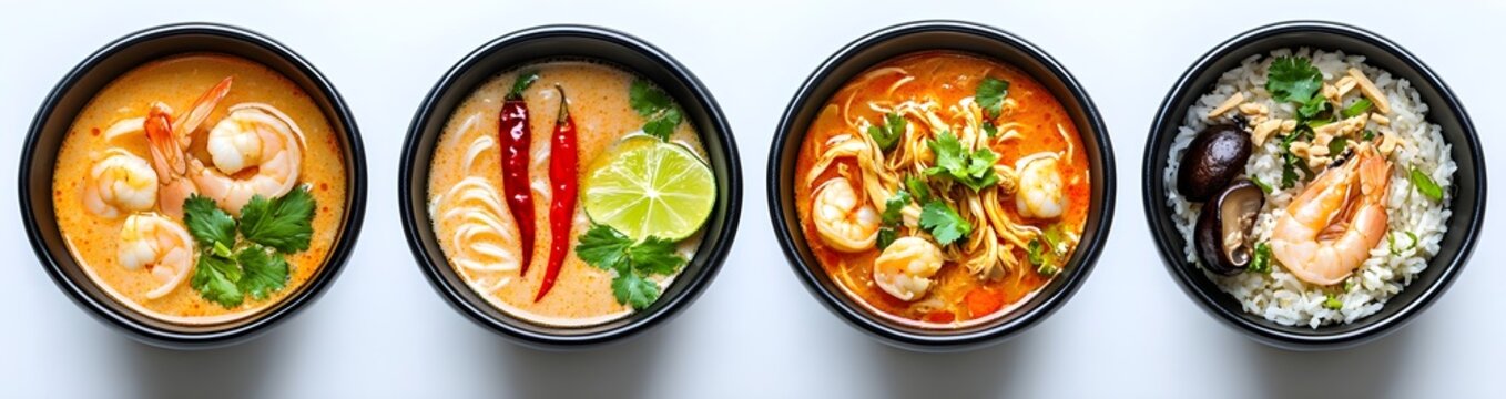 Delicious Thai Tom Yum Soup and Rice Bowls