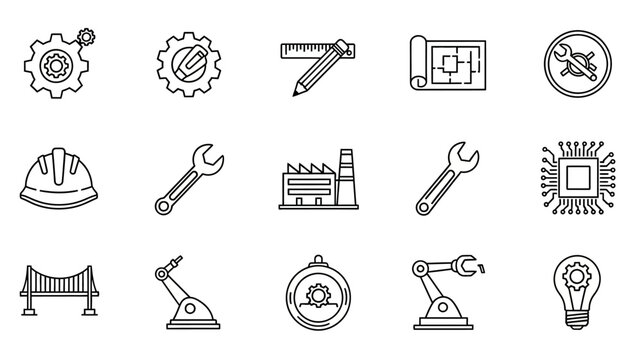 collection of engineering and construction icons high quality