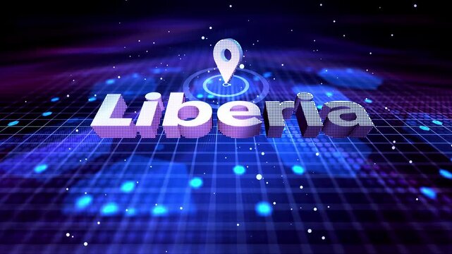 Digital Liberia Concept with Location Pin on Futuristic Technology Map, pin, location, icon, location icon, country location