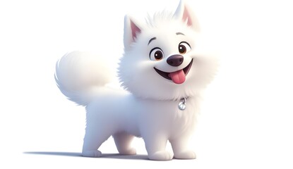 Obraz premium Adorable White Puppy Cartoon Character