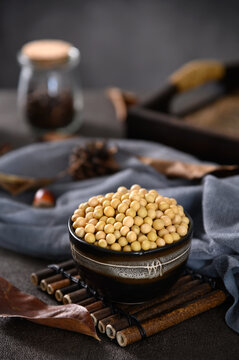 Vintage Chinese Style Soybeans Still Life Scene