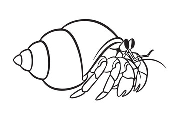 Obraz premium Hermit crab silhouette vector illustration, Black Hermit crab silhouette vector