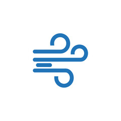 A blue icon depicting abstract wind or air movement with wavy lines.