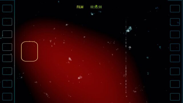 Vintage super 8 mm movie film  with red light leaks grain scratches and dust. 