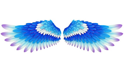 Pair of Blue and Purple Feathered Wings