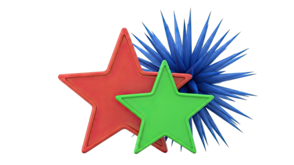 Red and Green Stars with Blue Spiky Object