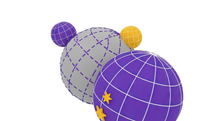 Abstract globes with geometric patterns and stars