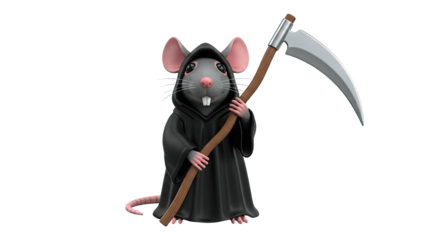 Grim Reaper Mouse Holding Scythe