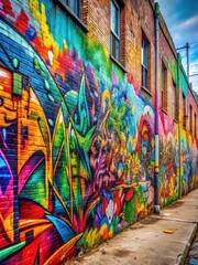 Fototapeta premium Graffiti street wall with abstract urban art