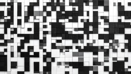 QR code embedded in mosaic of black, white, and gray tiles, blending digital function with artistic design.