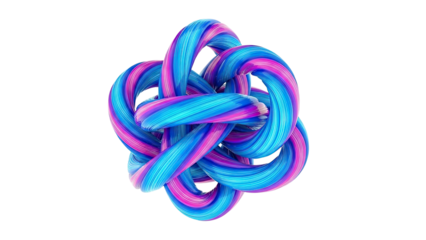 Abstract Intertwined Strands with Blue and Pink Hues