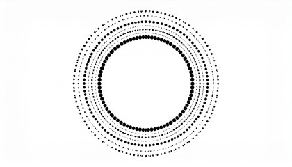 Concentric rings of evenly spaced black dots forming geometric pattern around central void on light background.