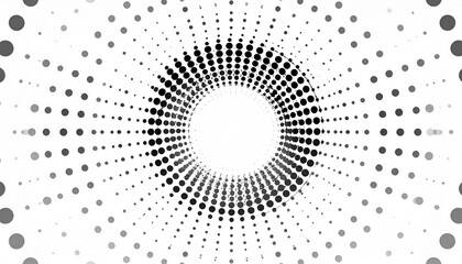Concentric rings of evenly spaced black dots forming geometric pattern around central void on light background.