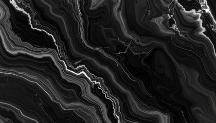 Obraz premium Black and white marble texture with flowing striations and layered organic patterns.