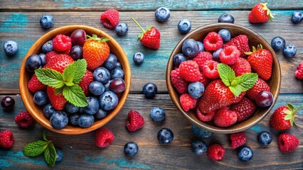 Fresh Mixed Berries in Two Bowls