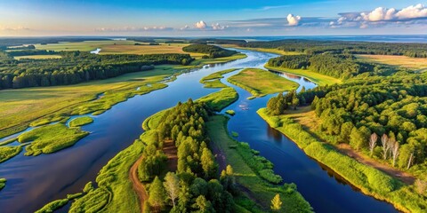 Summer Aerial View of Parnu J?gi River