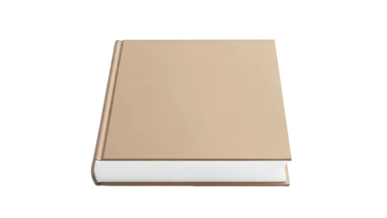 Blank Tan Hardcover Book on White Background