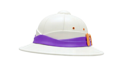 Pith helmet with purple band
