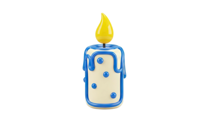 Stylized Candle with Yellow Flame and Blue Drips