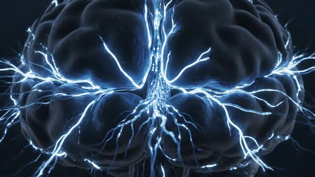 Detailed cinematic medical illustration showing human eye anatomy with neural cortex nerve pathways in a slow motion high resolution animation.