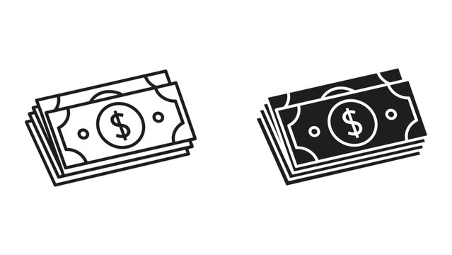 Stack of dollar bills icon in different style