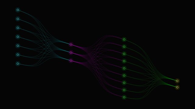Abstract Digital Network Loop in 4K UHD, Futuristic Glowing Connections and Nodes, High Tech Background for Blockchain, Fintech, Cyber Security and Data Communication Systems